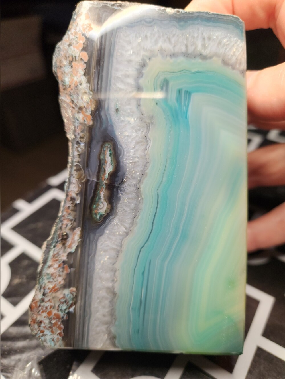 Polished Aqua-Green Agate Bookend